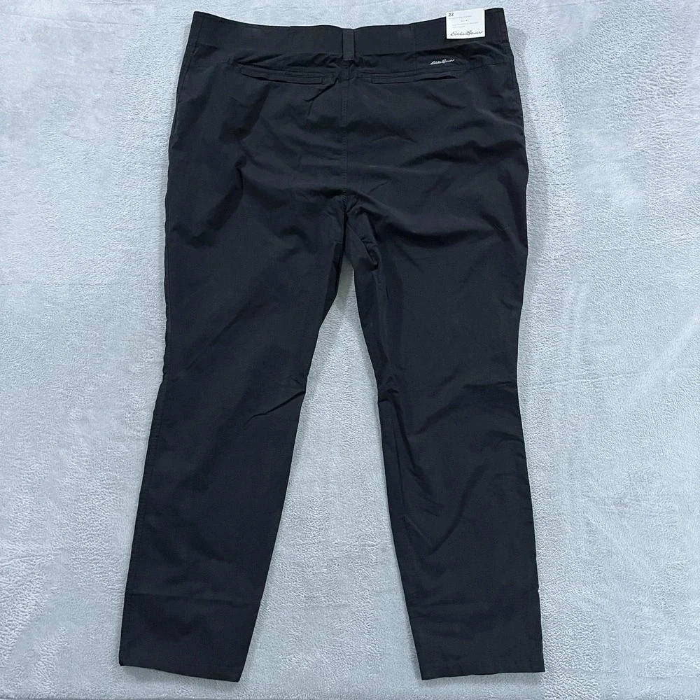 Eddie Bauer Women 22W Slim‎ Voyager High Rise Chino Stretch Quick Dry Black